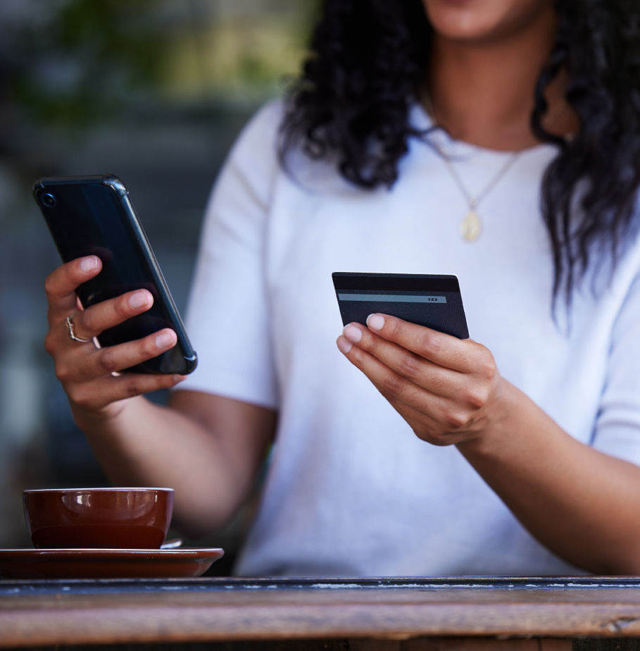 woman making payment on phone
