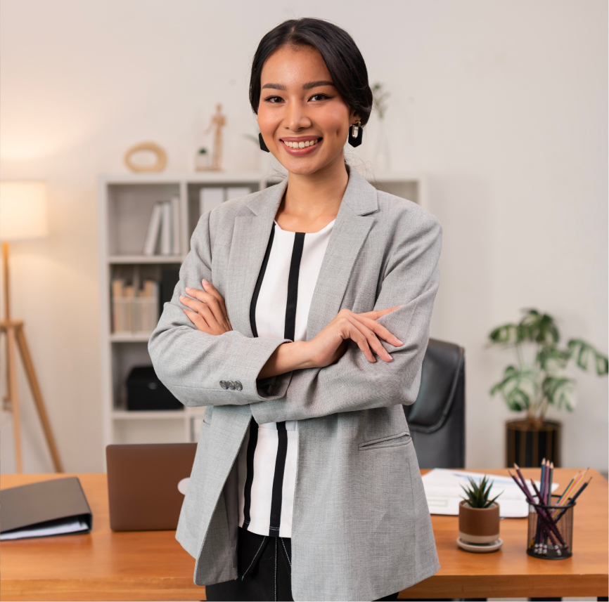 woman standing and smiling