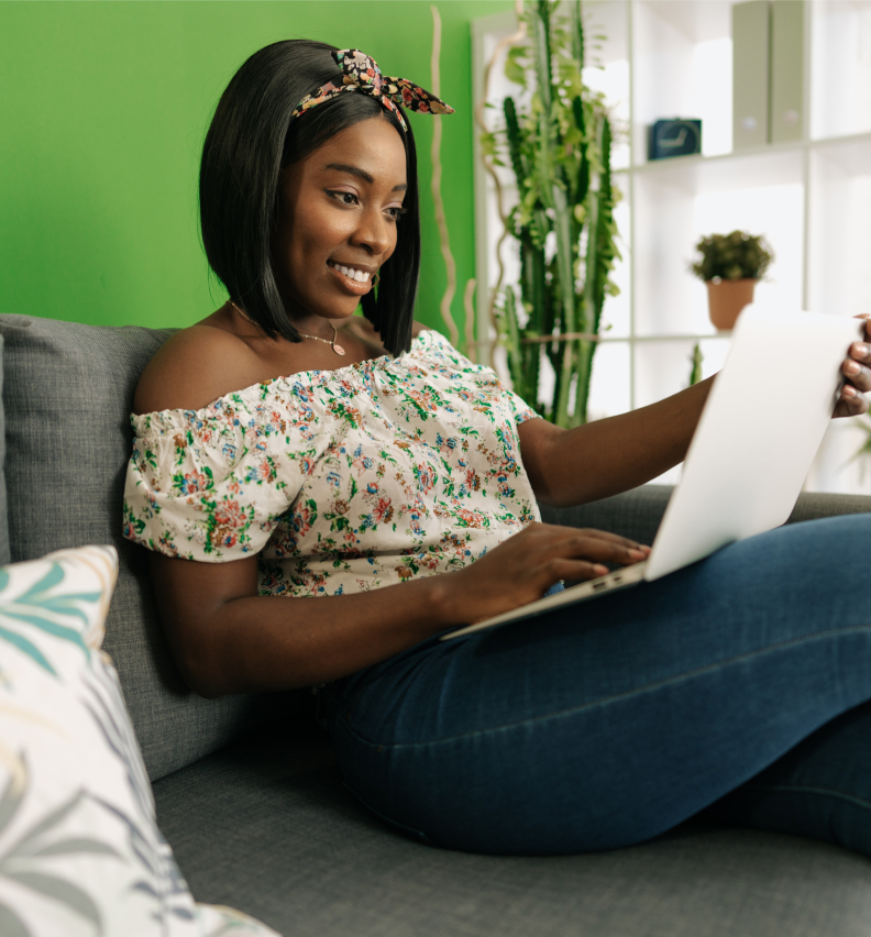 woman working on laptop